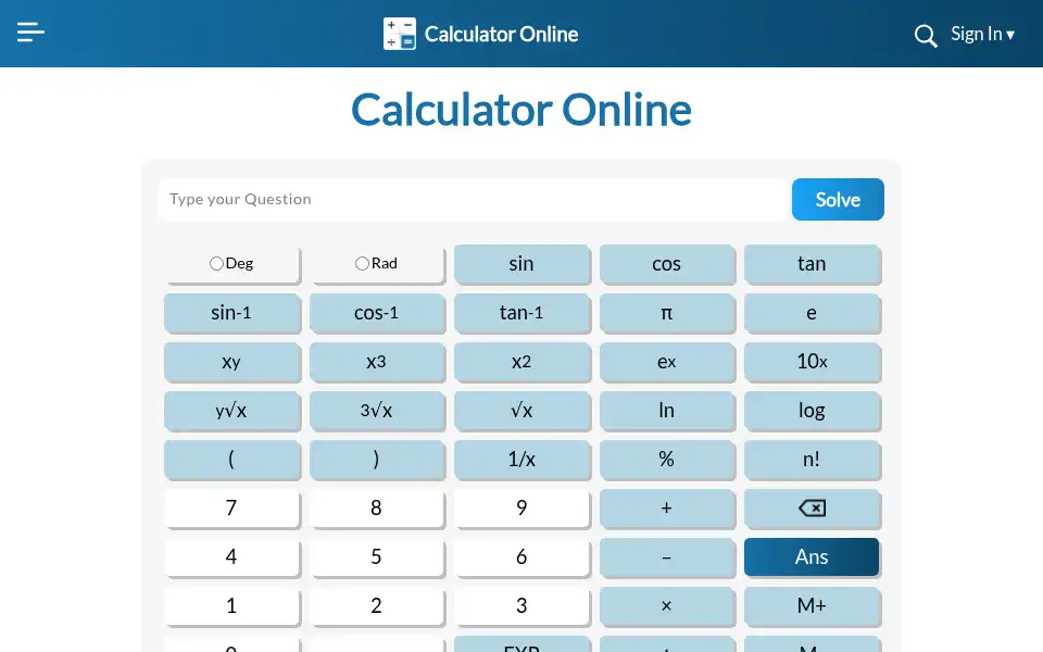 Screenshot of calculator-online.net