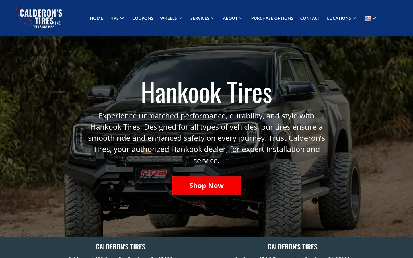 Screenshot of calderonstires.com