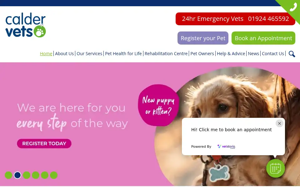 Screenshot of caldervets.co.uk