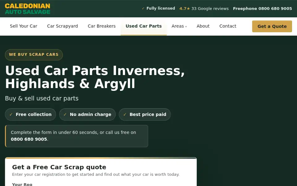Screenshot of caledonianautosalvage.co.uk