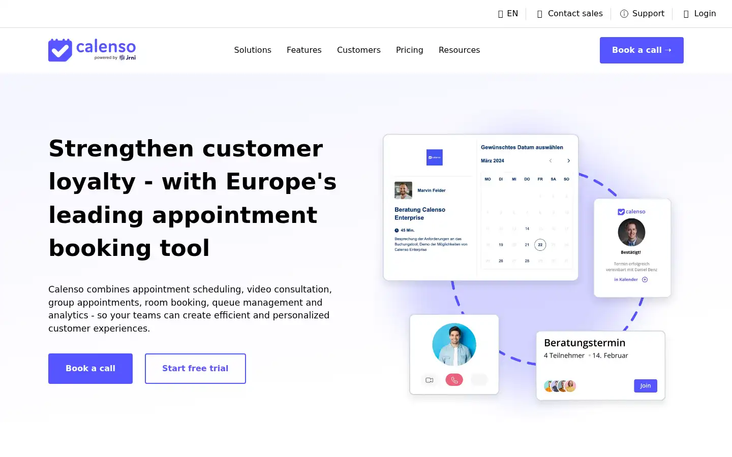 Screenshot of calenso.com