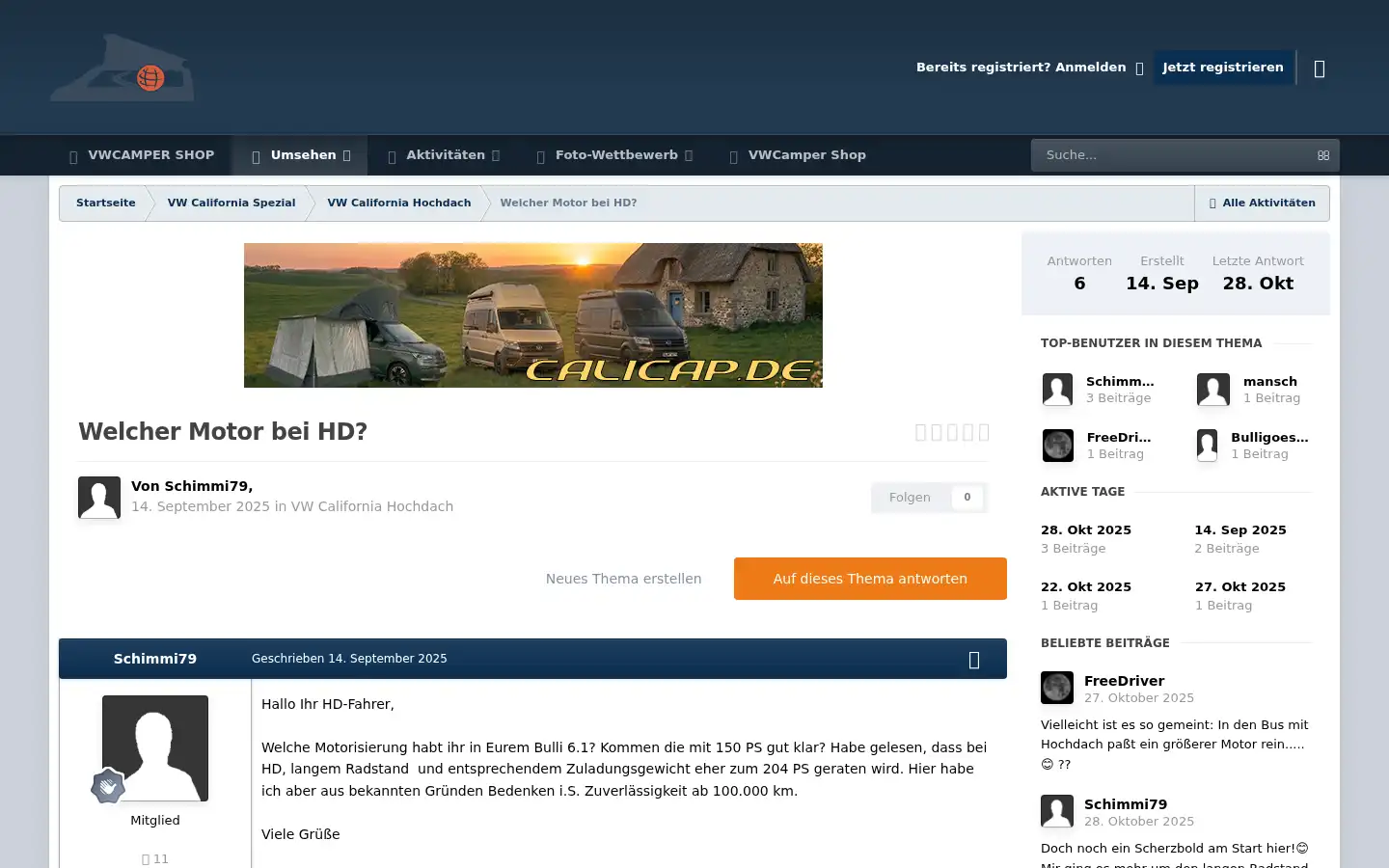 Screenshot of caliboard.de