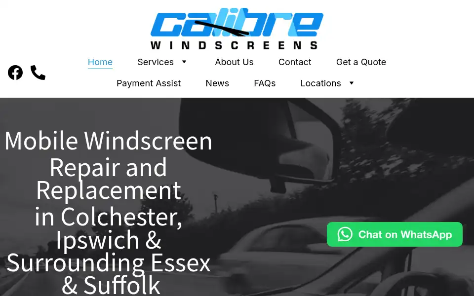 Screenshot of calibrewindscreens.co.uk