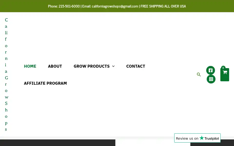 Screenshot of californiagrowshops.com