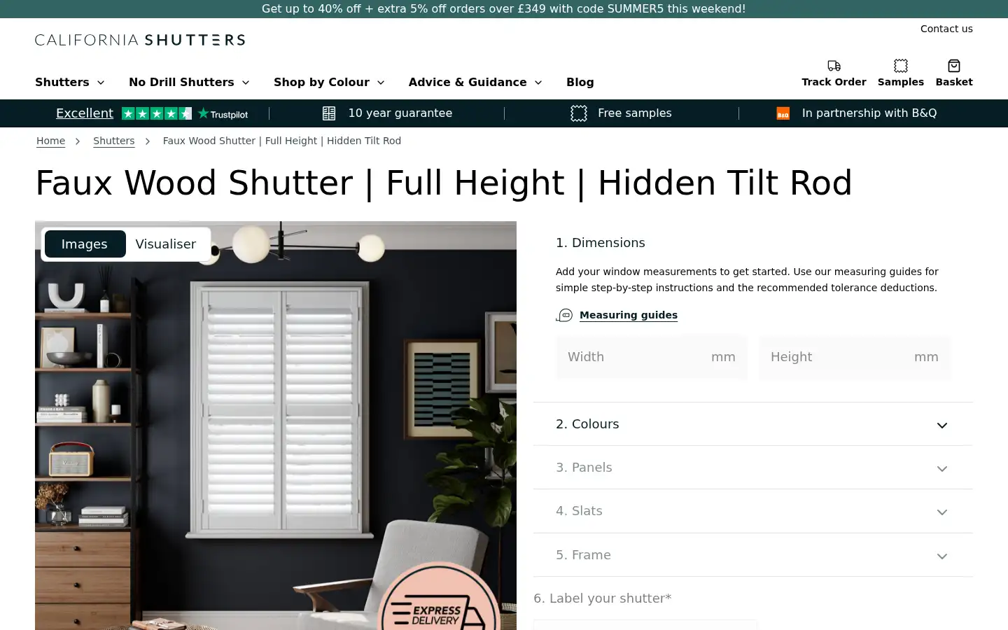 Screenshot of californiashutters.co.uk