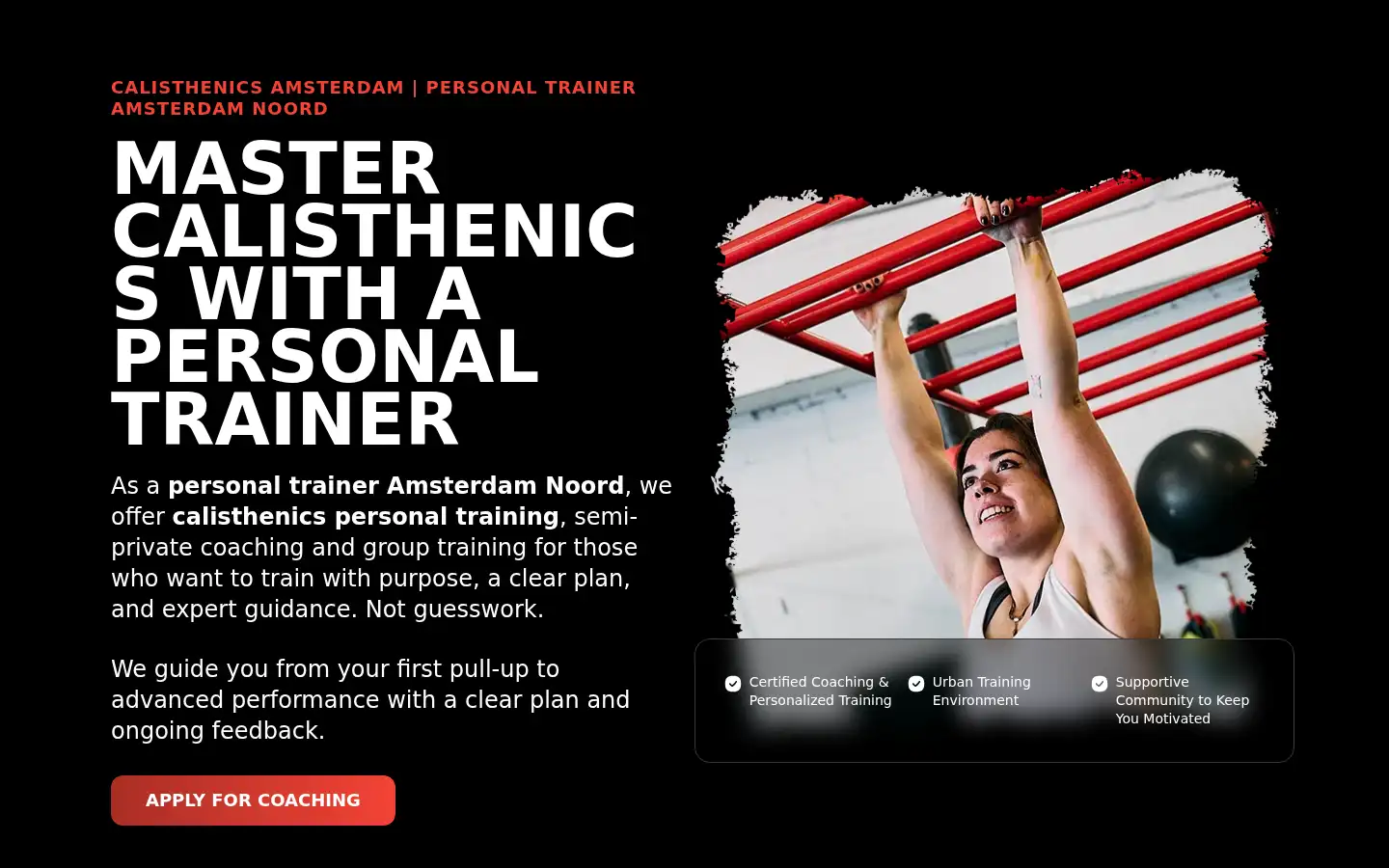 Screenshot of calisthenicsamsterdam.com