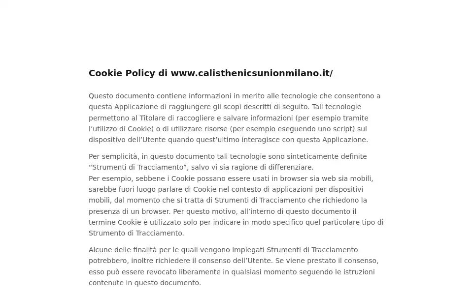 Screenshot of calisthenicsunionmilano.it