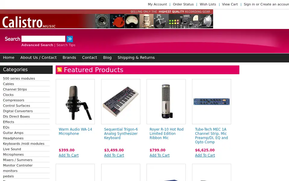 Screenshot of calistromusic.com