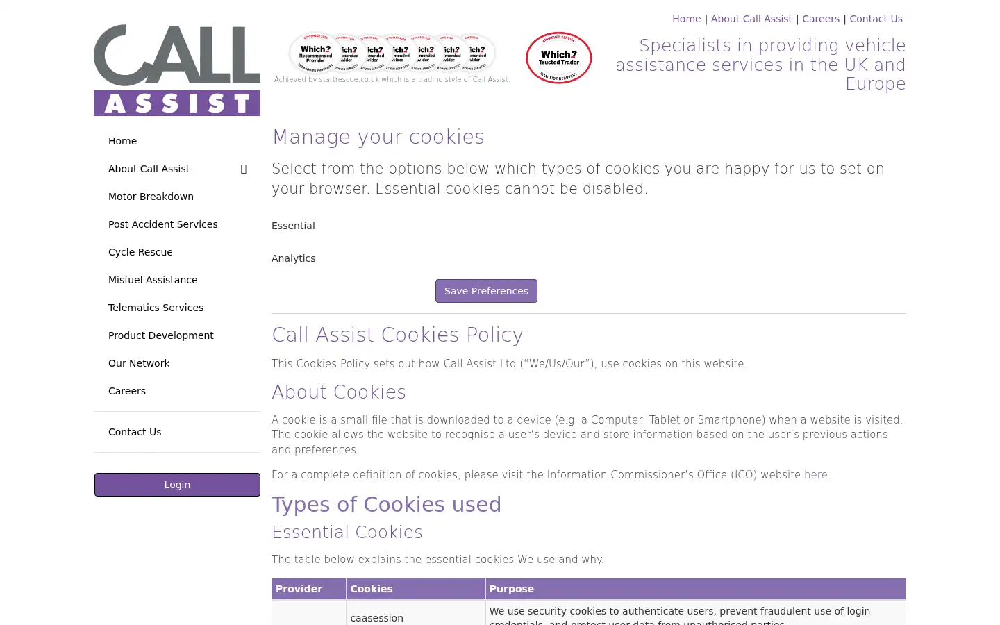 Screenshot of call-assist.co.uk