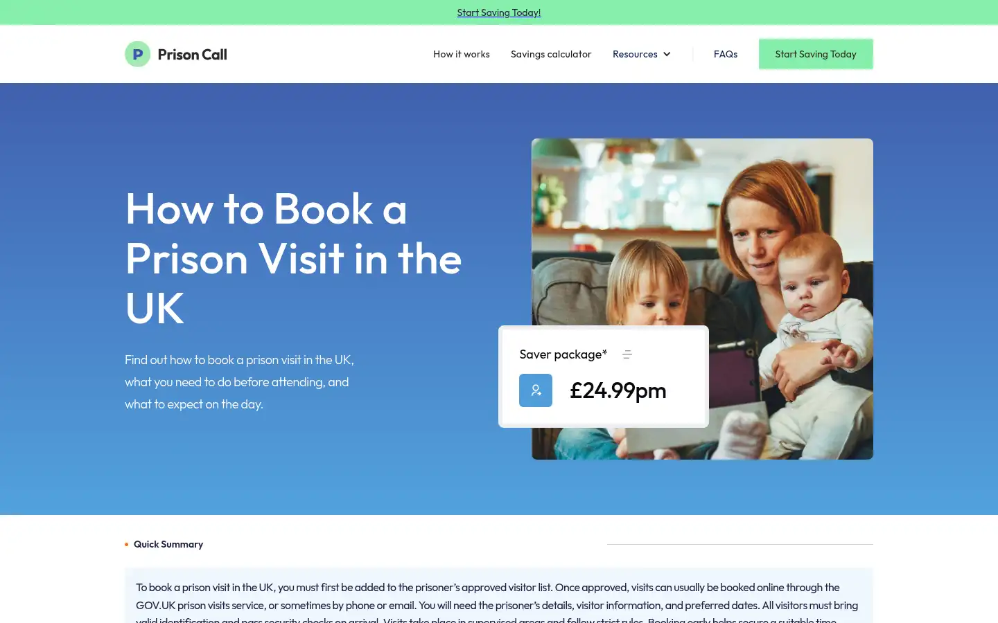 Screenshot of callfromprison.co.uk