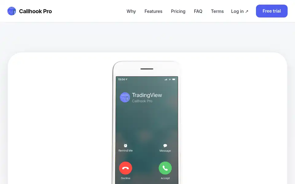 Screenshot of callhook.pro