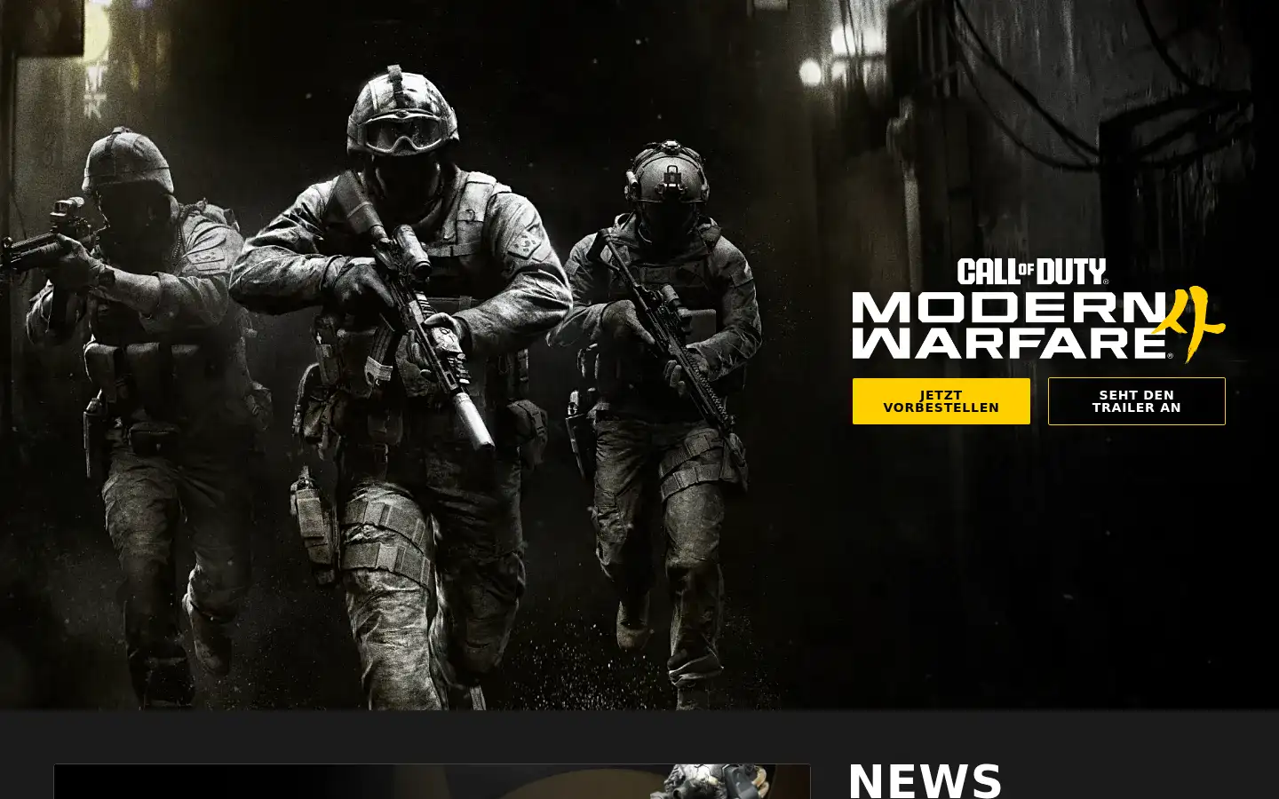 Screenshot of callofduty.com