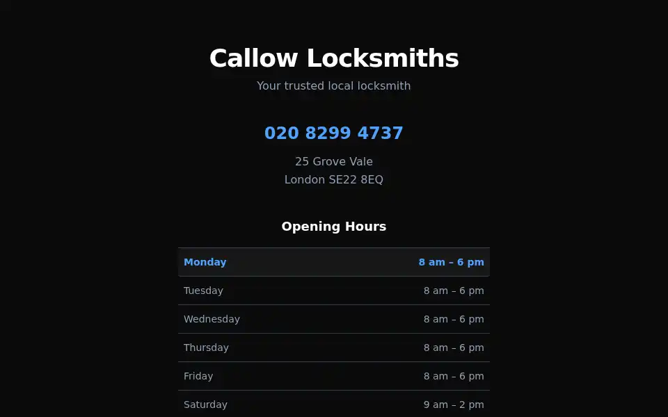 Screenshot of callowlocksmiths.co.uk