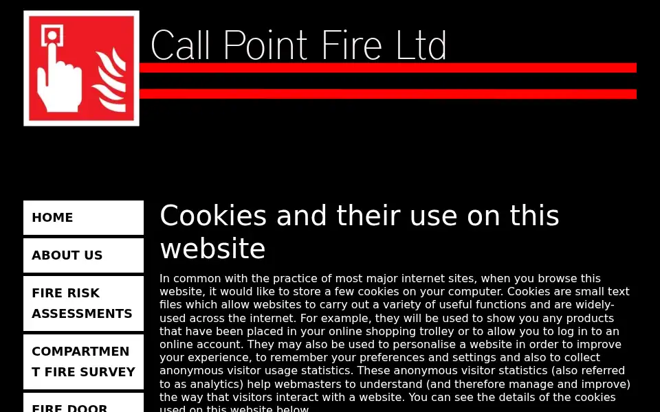 Screenshot of callpointfire.co.uk