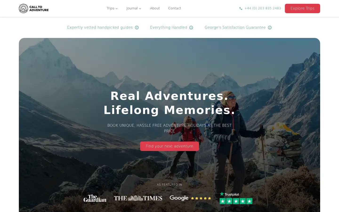 Screenshot of calltoadventure.uk