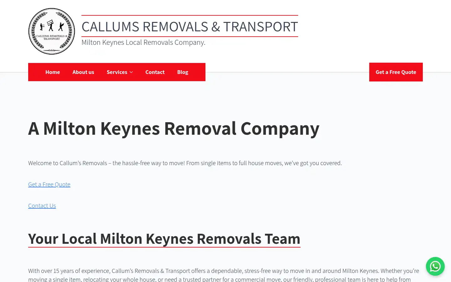 Screenshot of callumsremovals.co.uk