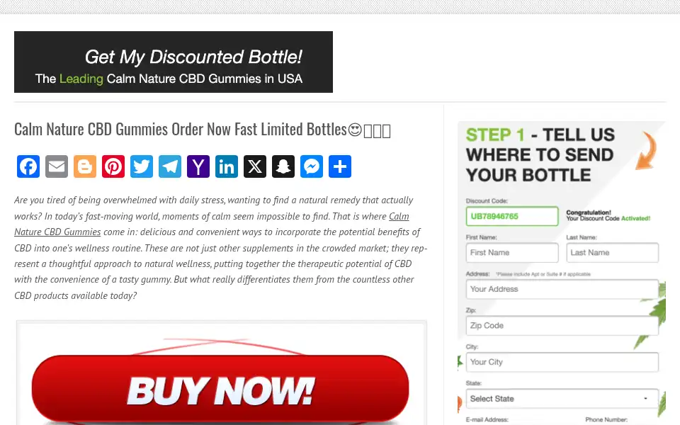 Screenshot of calmnaturecbdgummies.com