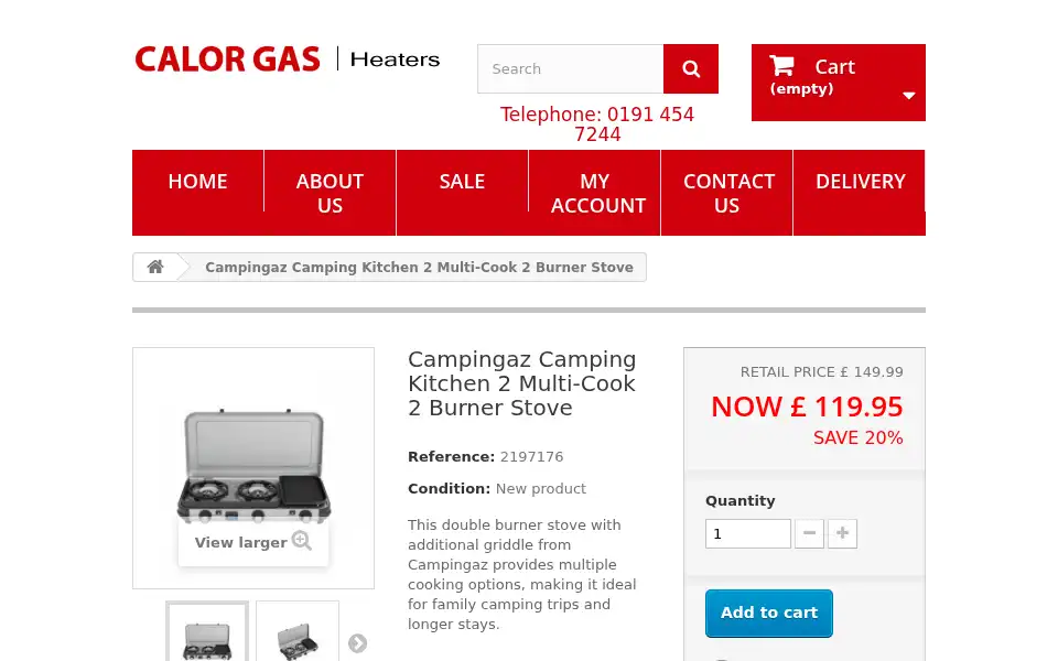 Screenshot of calorgas-heaters.co.uk