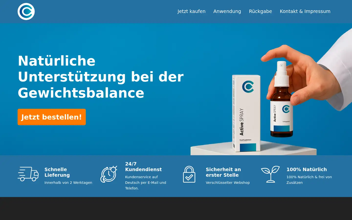Screenshot of calorieactivespray.com