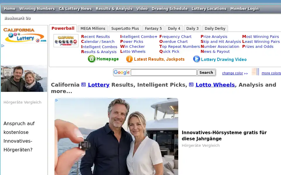 Screenshot of calotteryx.com