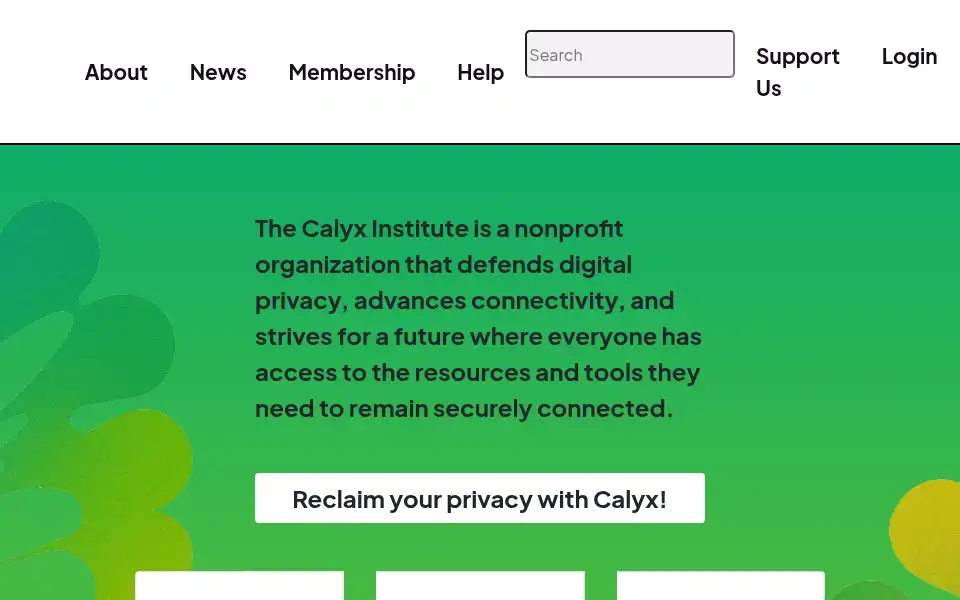 Screenshot of calyxinstitute.org