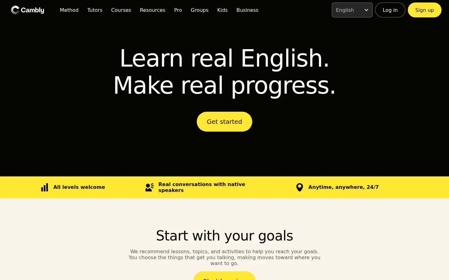 Screenshot of cambly.com