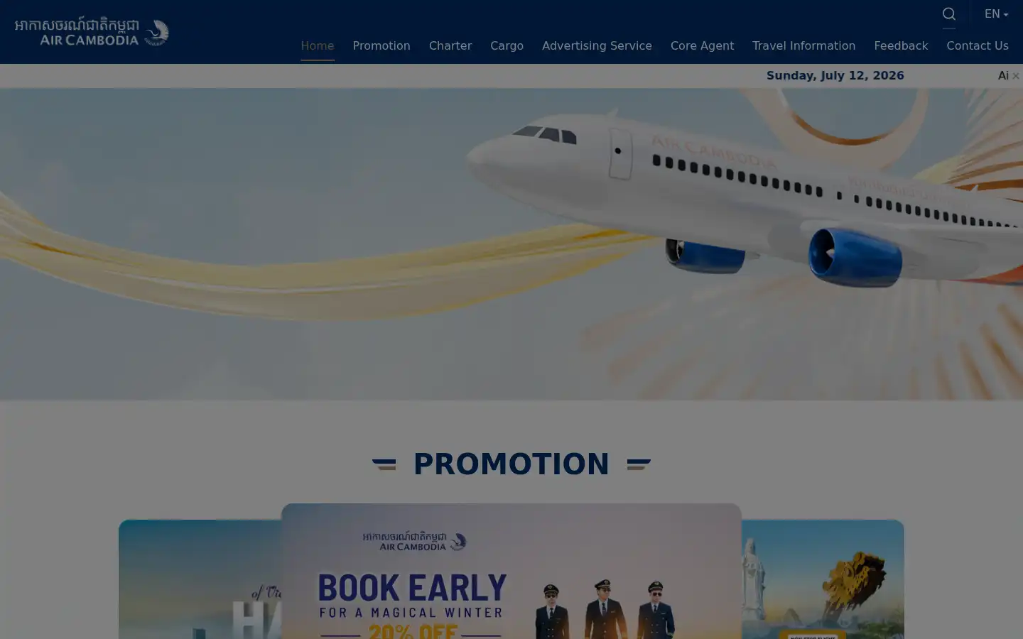 Screenshot of cambodiaangkorair.com