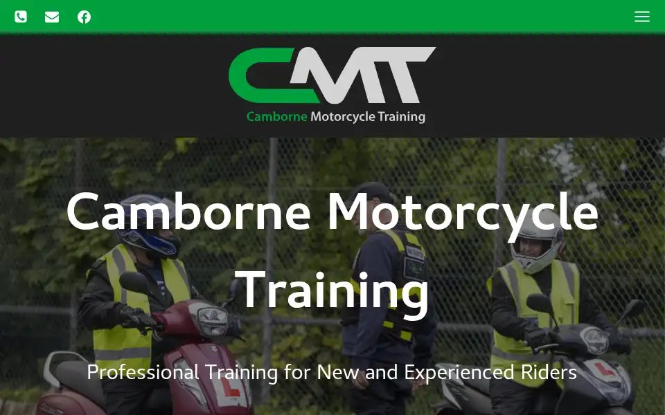 Screenshot of cambornemotorcycletraining.co.uk