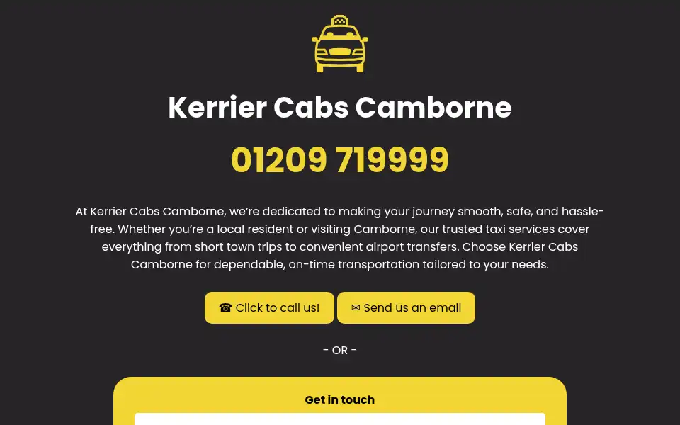 Screenshot of cambornetaxis.co.uk