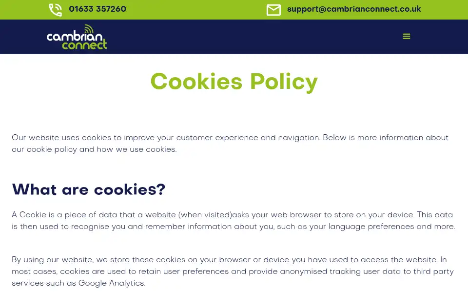 Screenshot of cambrianconnect.co.uk