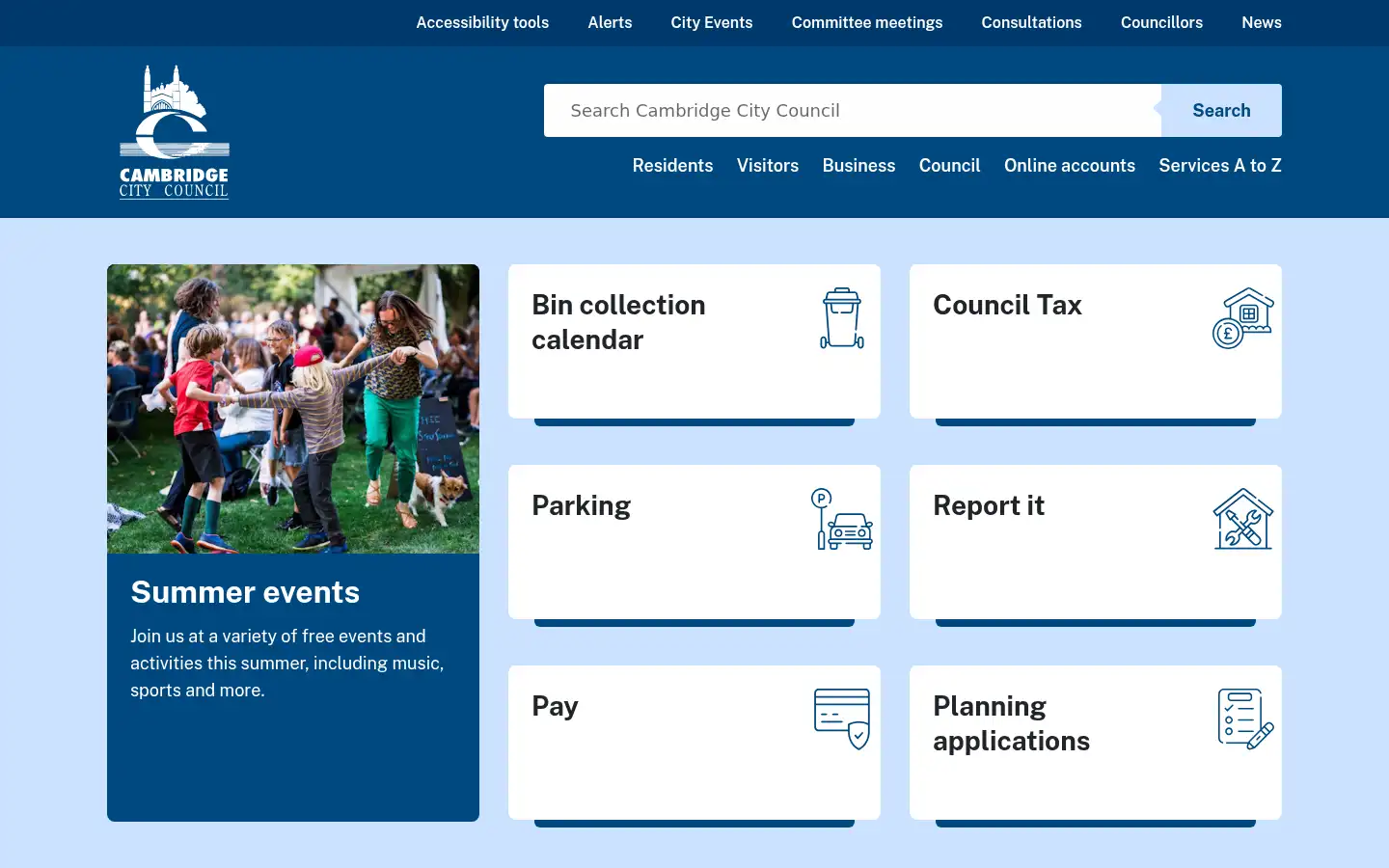 Screenshot of cambridge.gov.uk
