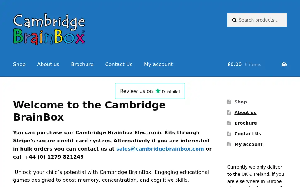 Screenshot of cambridgebrainbox.com