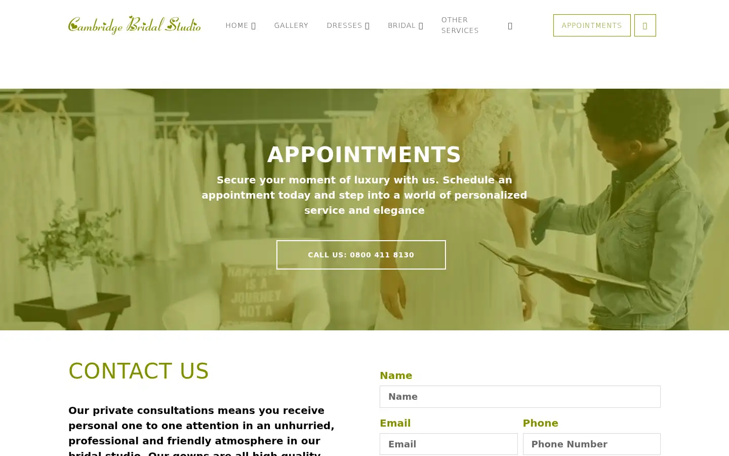 Screenshot of cambridgebridalstudio.co.uk