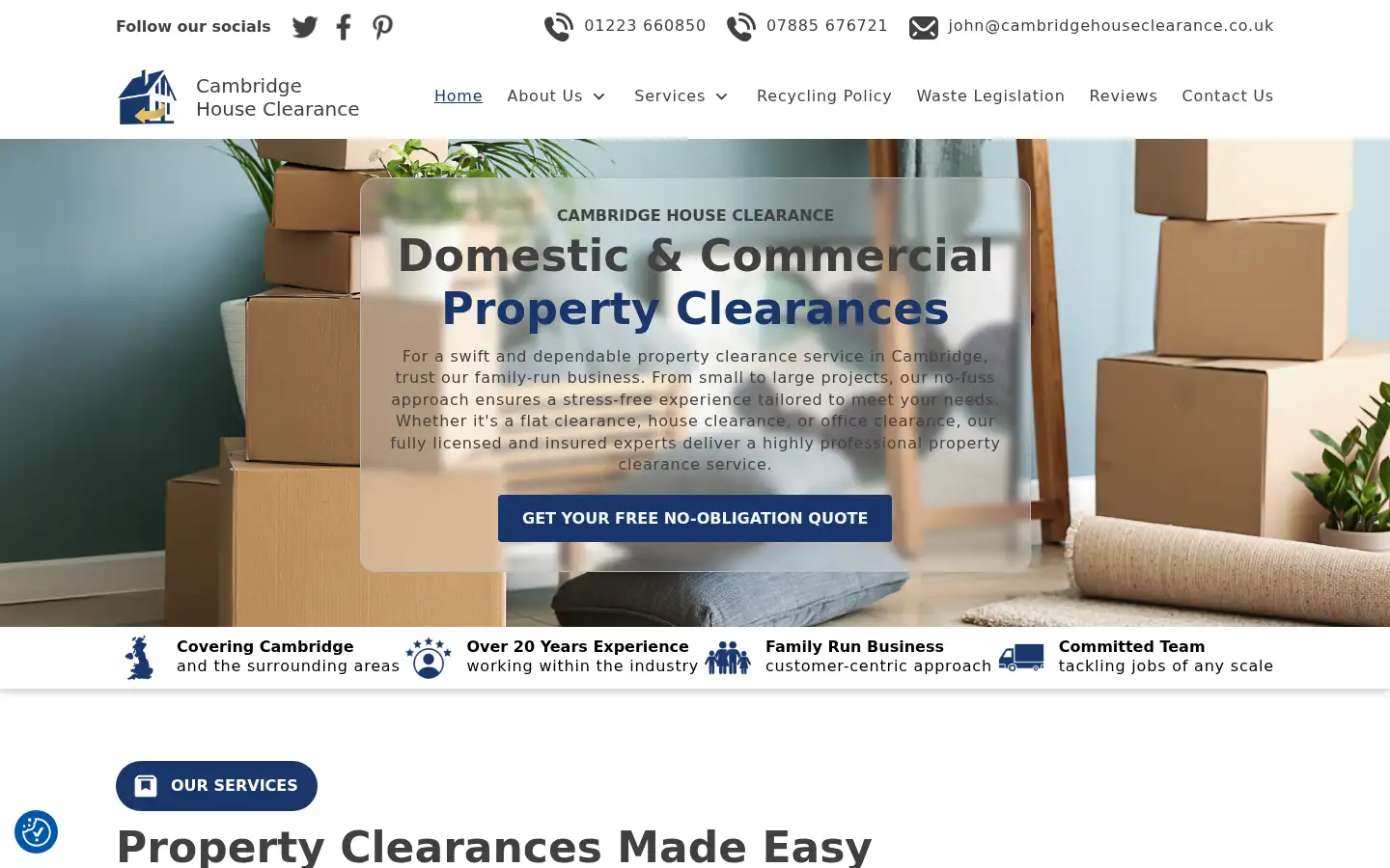 Screenshot of cambridgehouseclearance.co.uk
