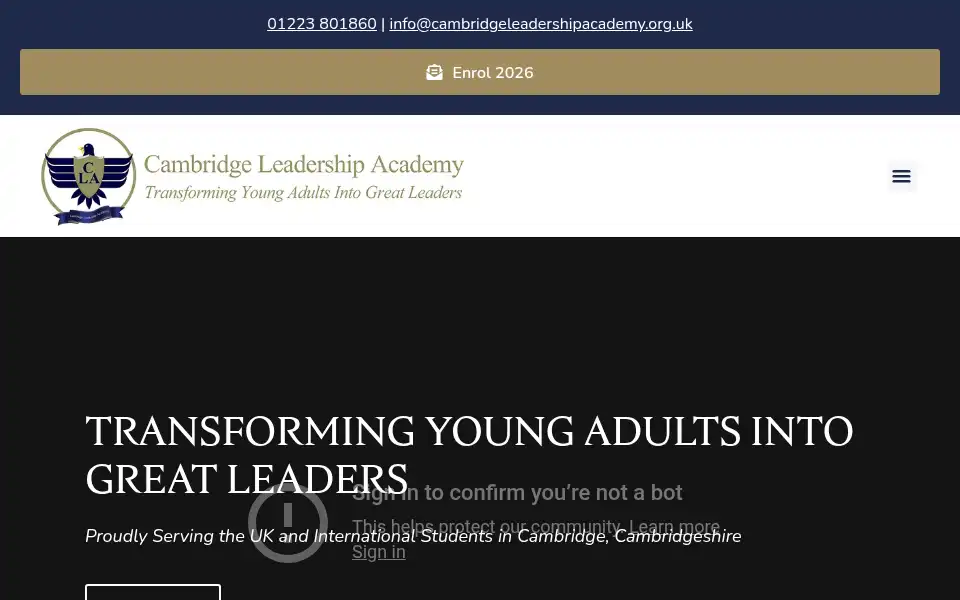Screenshot of cambridgeleadershipacademy.org.uk