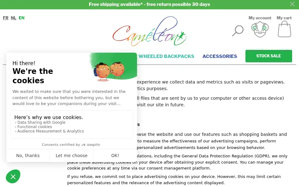 Screenshot of cameleon.eu