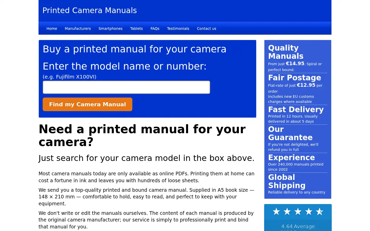 Screenshot of camera-manual.com