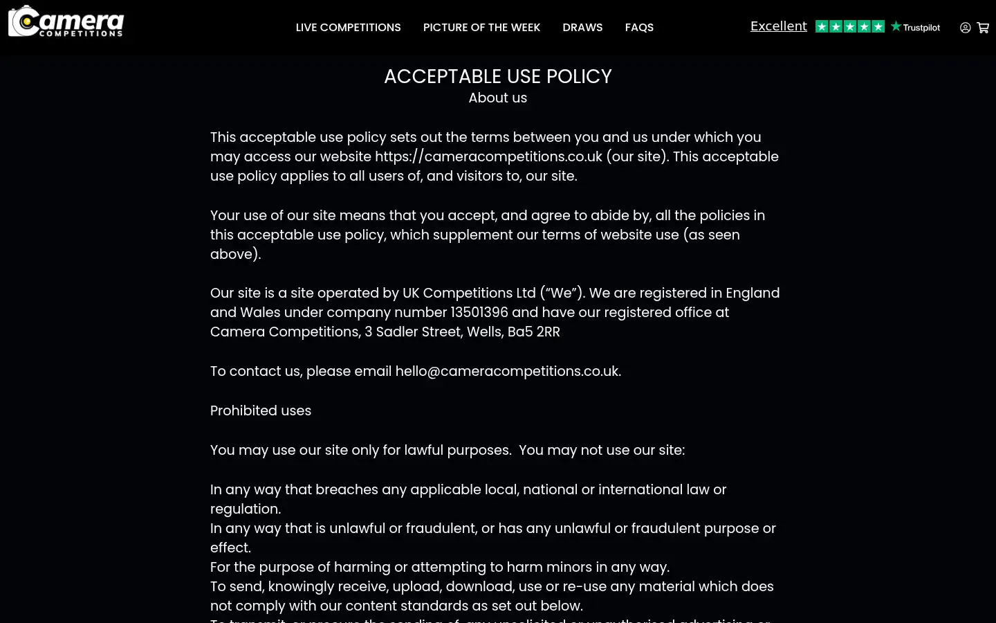 Screenshot of cameracompetitions.co.uk