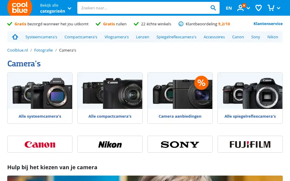 Screenshot of camerashop.nl