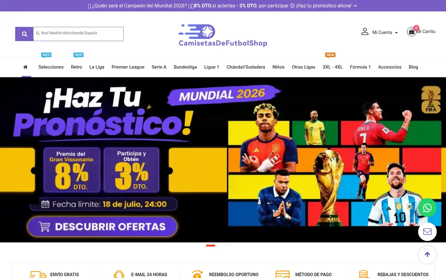 Screenshot of camisetasdefutbolshop.com