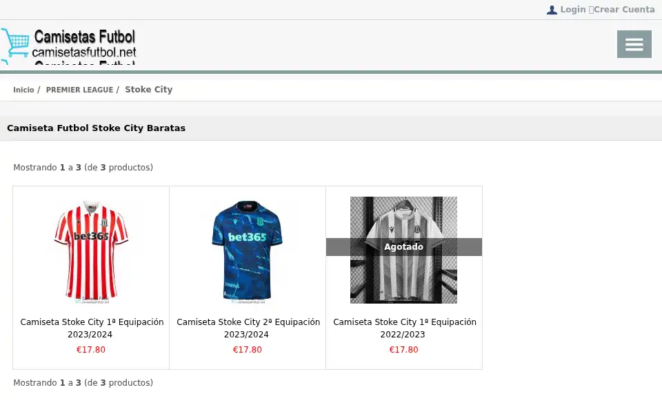 Screenshot of camisetasfutbol.net
