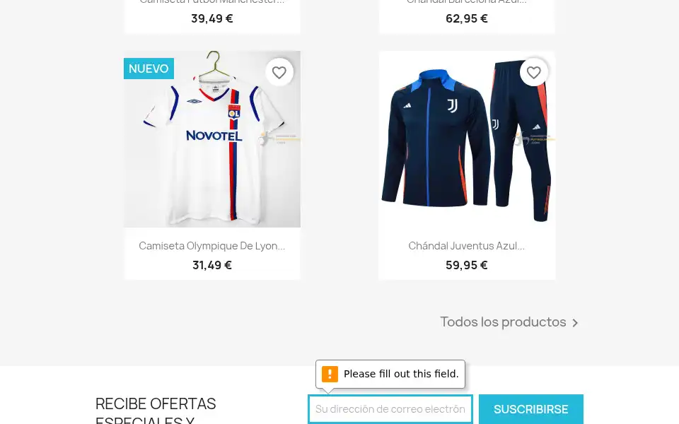 Screenshot of camisetasfutbolmania.com