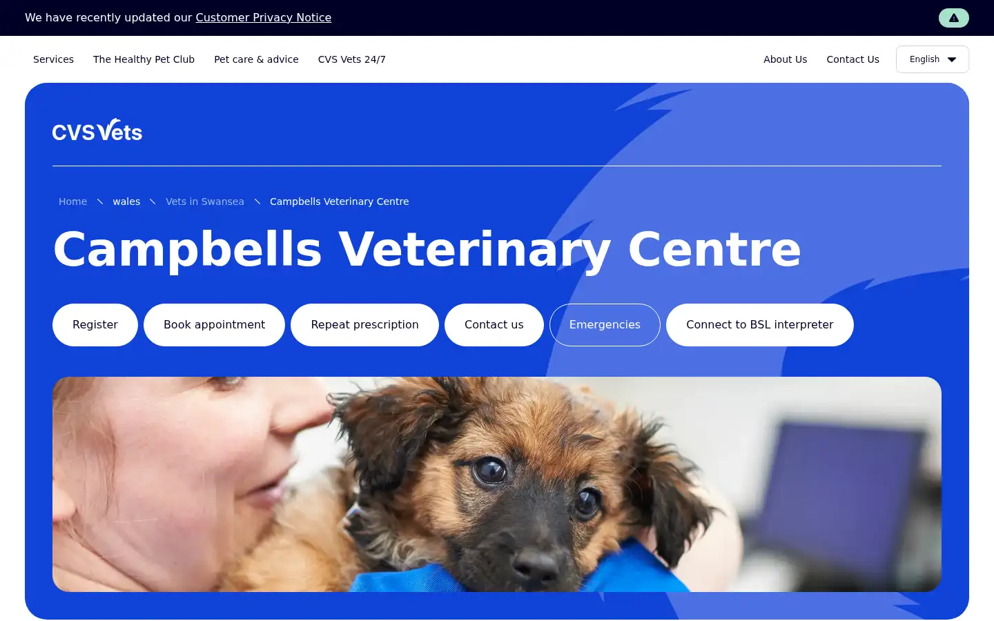 Screenshot of campbellsvets.co.uk