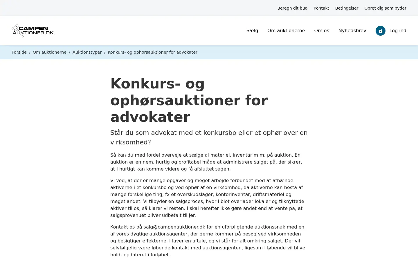Screenshot of campenauktioner.dk