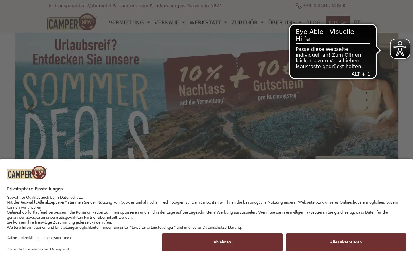 Screenshot of camper-nrw.de