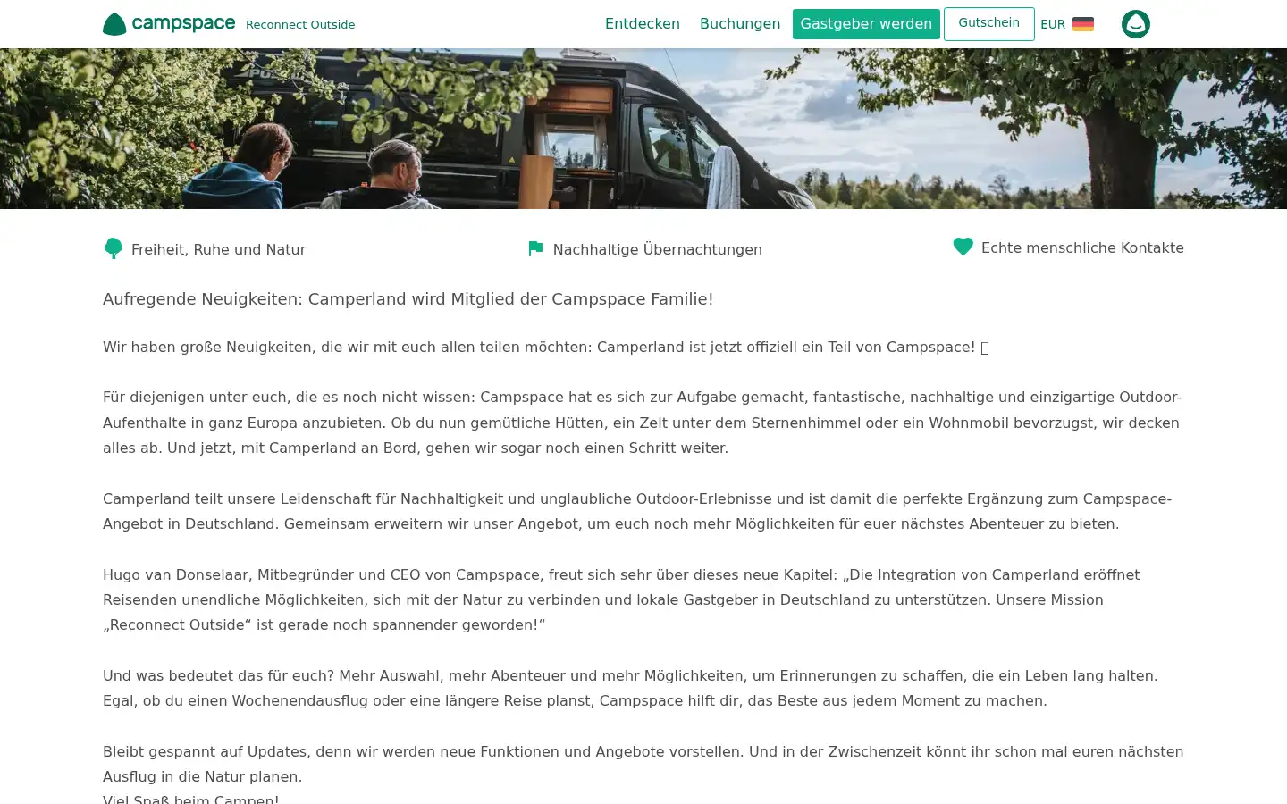 Screenshot of camperland.de