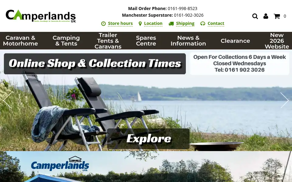 Screenshot of camperlands.co.uk