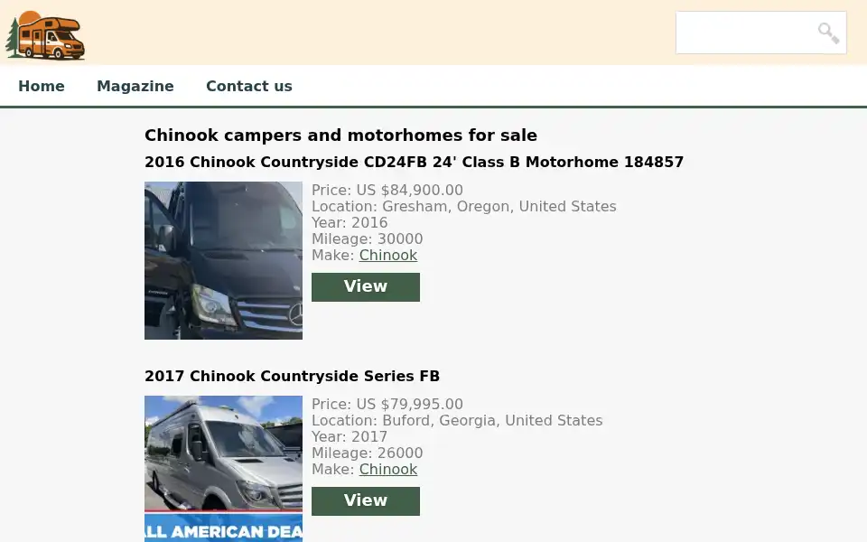Screenshot of campersandmotorhomes.com