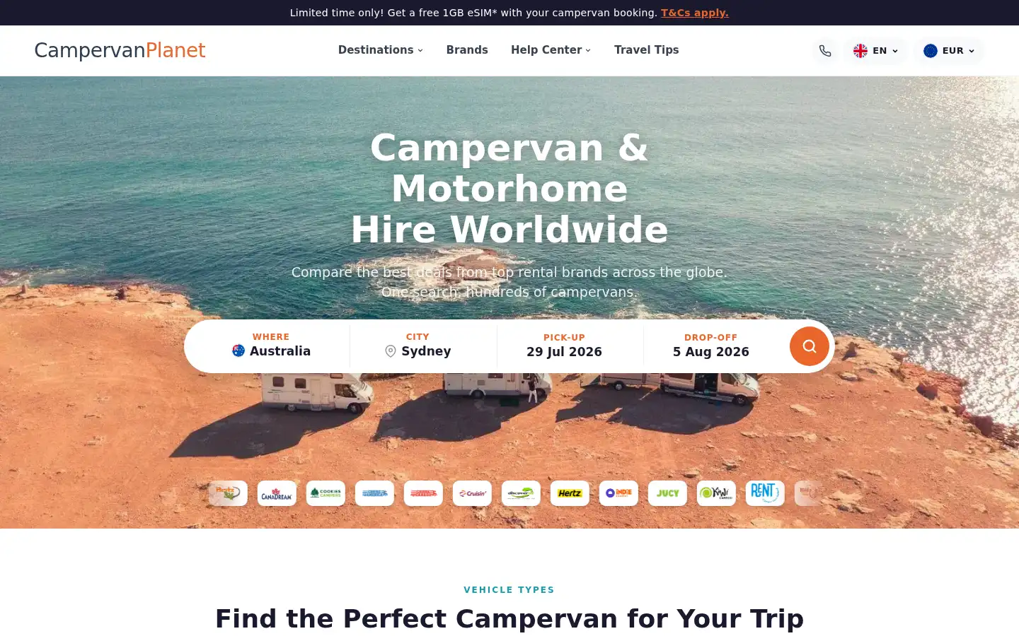 Screenshot of campervanplanet.com