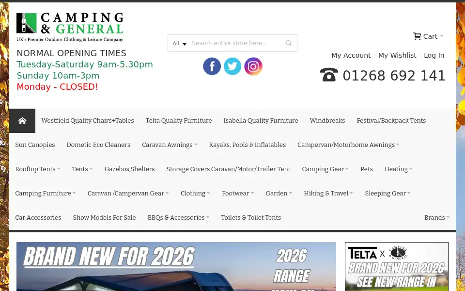 Screenshot of campingandleisure.co.uk